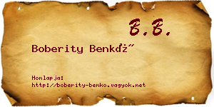 Boberity Benkő névjegykártya